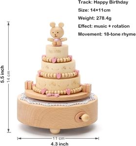 Boîte à musique en bois personnalisable avec interrupteur, design gâteau d'anniversaire, pour enfants, cadeau d'anniversaire pour bébé - Product Image 2