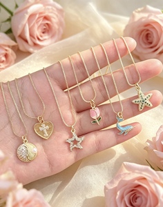Micro Inlaid Flower Starfish Dolphin Heart Coin Link <b>Chain</b> for Women Gift Wholesale Jewelry Style Gold Color Pendant Necklace - Product Image 5