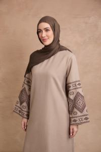 عباية شاروت للملابس الإسلامية تركيا العيد رمضان، كيمونو عباية محتشمة نسائية، فستان نسائي مسلم بتطريز ورود ندى، عباية دبي 2025 - Product Image 5