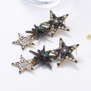 Exquisitos y lujosos pendientes de borlas con brillantes, pendientes largos con colgante de estrella, pendientes de pentagrama de acero inoxidable para mujer - Product Image 6