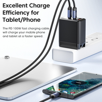 Câble de données USB-C vers USB-C Toocki 100W à charge rapide avec E-Marker intégré, ligne de charge PD, synchronisation USB 2.0, finition métallique pour tablettes et vidéos