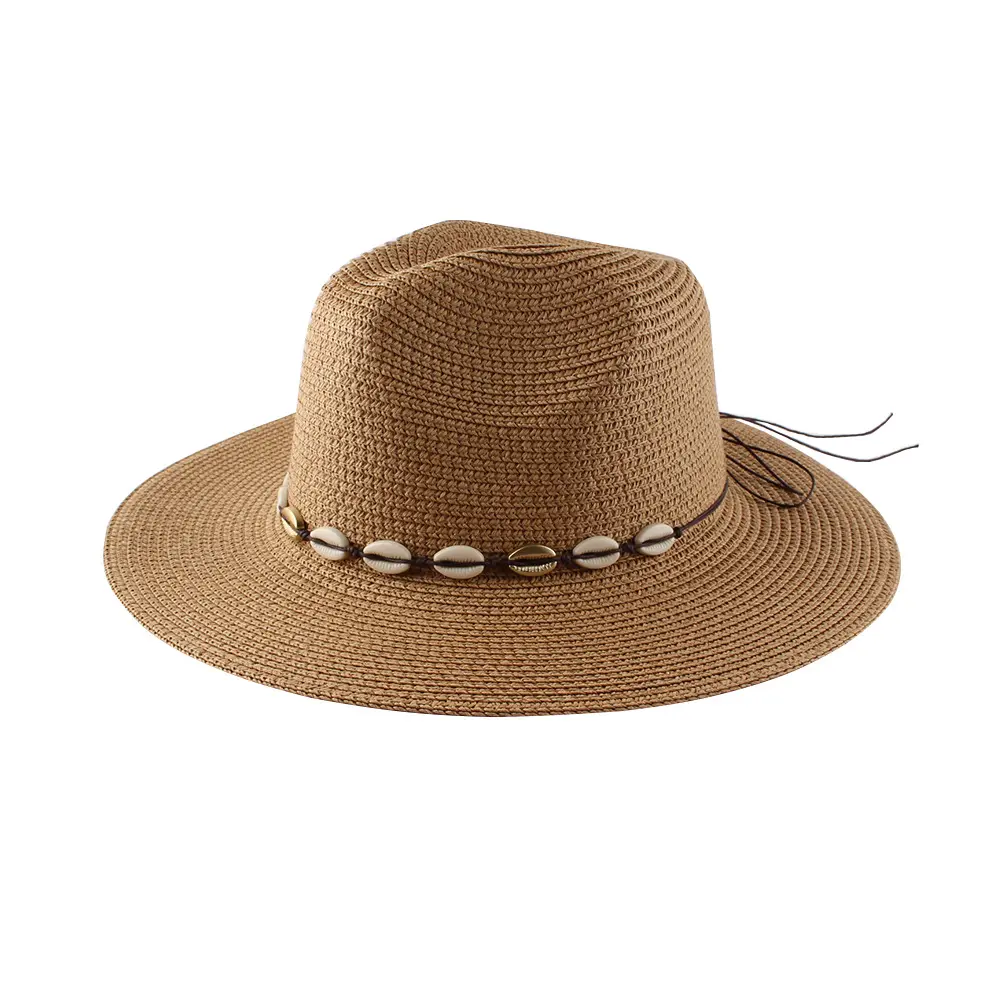 Trendy Lady Outdoor Beach Sun Hats Women Men Cowboy Hat Western Summer Panama Straw Hat for Girls with Wide Brim Shell