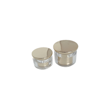 Pot cosmétique rond en acrylique à double paroi, vide, pour échantillons de soins de la peau, avec couvercle doré, personnalisable, vente en gros