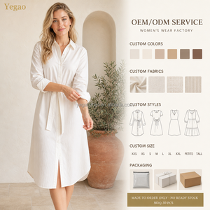 Abito Camicia da Donna in Cotone e Lino, Elegante per Ufficio, Produzione Diretta Yegao, OEM ODM su Misura - Product Image 1