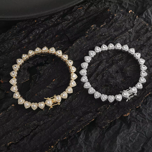 New <b>Love</b> Zircon <b>Bracelet</b> Women's Tennis Chain Heart-shaped Men's <b>Bracelet</b> Couple Stacked Wind Tanjing Fashion Lijing Necklace - Product Image 1