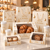 Boîte à dessert de Noël en feuille d'or blanc, personnalisée avec fenêtre, pour biscuits, pâtisseries, gâteaux, cupcakes, cadeau de fête, vente en gros