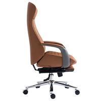 Chaise de bureau de direction ergonomique en cuir véritable, appui-tête réglable, moderne, pivotante, dossier haut, confortable, pour le bureau à domicile