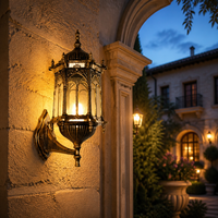 Lampes murales extérieures européennes antiques Bodeng 10W IP65 LED en verre personnalisées avec support de lampe E27, 50000 heures, aluminium, blanc chaud 3500K