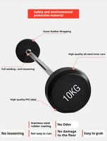 Barre de musculation droite et courbée en PU et chrome, 10-50 kg, pour la maison ou la salle de sport