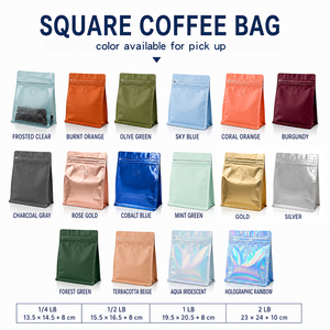 ออกแบบซองกาแฟทรงสี่เหลี่ยมแบบซิปล็อคได้เอง  บรรจุภัณฑ์เมล็ดกาแฟแบบปิดผนึกสี่ด้าน ถุงพลาสติกก้นแบนสำหรับอาหารแห้ง - Product Image 6