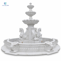 Fontaine Luca à plusieurs niveaux en marbre blanc |   Statue de cheval multicouche pour jardin, sculpture d'extérieur, fontaine d'eau, patio, villa, sur mesure