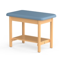 Table de thérapie sportive H-Brace en bois dur avec étagère inférieure pour les professionnels de la médecine sportive en milieu hospitalier