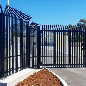 Satılık 2024 sıcak satış çelik çit çit kapısı/2.4m yüksek W soluk çelik güvenlik palisade çit fabrika