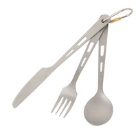 Ensemble de vaisselle en titane cuillère fourchette couteau fourchette baguettes en paille couverts de Camping en plein air voyage couverts quotidiens