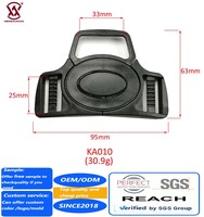 Boucle de sécurité enfant robuste en plastique POM à dégagement central à 3 voies, réglable pour sangle de 25 mm