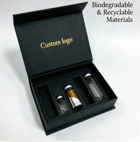 Boîte rigide magnétique noire pour flacons de peptides, logo personnalisé, 3ml 5ml, boîte multi-emplacements avec insert en EVA pour emballage de sérum cosmétique de marque