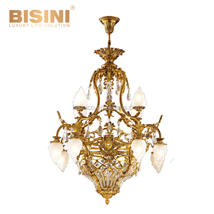 Di lusso Imperiale Antico Placcato In <span class=keywords><strong>Oro</strong></span> A Due Livelli Floreale di Disegno Del Bronzo Lampadario con Glassato Alabastro <span class=keywords><strong>Paralume</strong></span> - Product Image 1