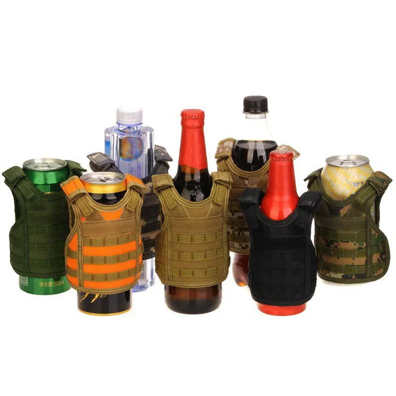 H465 kamp naylon içecekler kamuflaj dekorasyon ayarlanabilir ayrılabilir Mini yelek şekli bira şişe kapağı