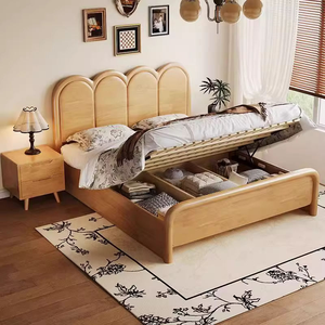 Lit double en bois massif 180*212*118cm, OEM ODM, écologique, durable, design italien minimaliste moderne pour hôtel et appartement - Product Image 4