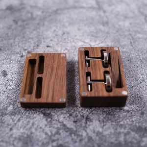 Ensemble de pince à cravate et boutons de manchette en bois massif avec boîte cadeau en bois, texte personnalisable gravé, parfait pour les accessoires masculins personnalisés - Product Image 2