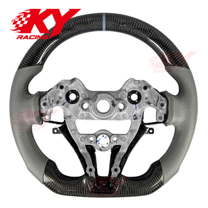 พวงมาลัยหนังคาร์บอนไฟเบอร์สีเทาไซเบอร์แบบกำหนดเองสำหรับ Hyundai Elantra N I30N I20N 2018-2026 Veloster N Kona N Sonata - Product Image 4
