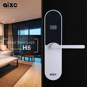 AIXC kunci pintu Hotel rfid, kunci elektronik, kontrol akses kartu, keamanan, akses kamar hotel, kunci pintar hitam paduan aluminium