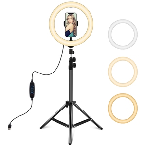 Trépied de prise de vue vidéo en direct pour téléphone <span class=keywords><strong>et</strong></span> appareil photo 10.2 pouces 26cm trépied de lumière annulaire support Kits de diffusion en direct - Product Image 1