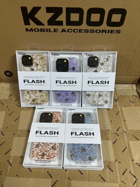 KDOO Flash Women  Luxury TPU Real Seashell Case Gold Foil Glitter Bling for iphone 14 13 Phone Cover