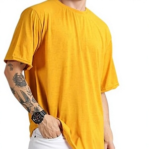 Camiseta de Algodón para Hombre, Cuello Redondo, Manga Corta, Color Amarillo Mostaza, Corte Regular, Estilo Casual, Tejido Jersey - Product Image 6