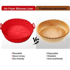 <b>Silicone</b> <b>Air</b> <b>Fryer</b> Baking <b>Tray</b> Round 2 Pack Red Foldable <b>For</b> Home Use - Product Image 2