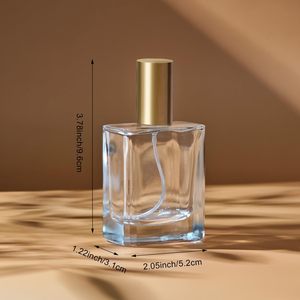 Wholesale Luxury Recyclable Square Shape Flat Shoulder Clear Glass Mist Sprayer <b>Perfume</b> <b>Bottle</b> <b>30ml</b> 1oz - Product Image 4