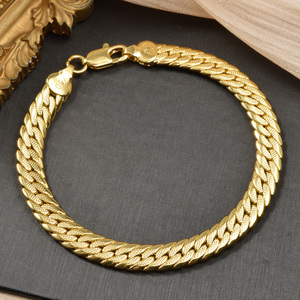 snake shaped chain link embossed textured <b>copper</b> polished men women fashion party wholesale custom 18k gold plated <b>bracelet</b> - Product Image 4