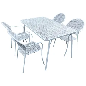European Modern Style Outdoor Garden <strong>Metal</strong> Dining <strong>Table</strong> <strong>And</strong> 4 <strong>Chairs</strong> Patio <strong>Table</strong> Set