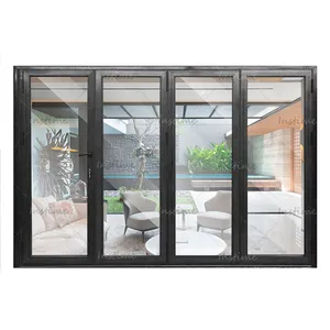 Instime-Sistema de puerta corredera plegable, puerta plegable de vidrio y aluminio