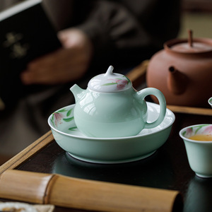 Guanlan Hand Painted Lily Teapot Porcelain Round With Lid Kung Fu <b>Tea</b> <b>Set</b> - Product Image 4