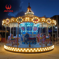Manège pour enfants, attraction ludique et divertissante, carrousel à chevaux électrique sur remorque, à vendre