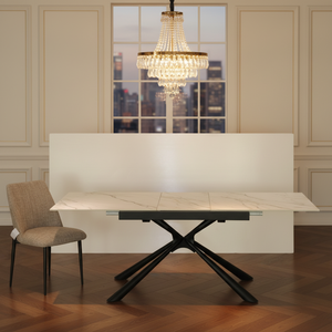 <span class=keywords><strong>Tavolo</strong></span> da Pranzo Rettangolare Allungabile Moderno di Lusso con <span class=keywords><strong>Gambe</strong></span> in Metallo e Piano in Ceramica e <span class=keywords><strong>Vetro</strong></span> Temperato <span class=keywords><strong>per</strong></span> Arredamento Casa 4 - Product Image 5