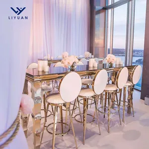 LIYUAN Hotel Kursi Modern baja tahan karat logam emas tinggi kursi bar mini furnitur pernikahan bangku Bar untuk acara