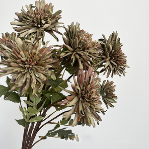 H-799 <strong>Best</strong> Seller Real Touch <strong>Artificial</strong> Flocked Stem Crab Claw Chrysanthemum Autumn Red Orange Coffee for Christmas Graduation - Product Image 1
