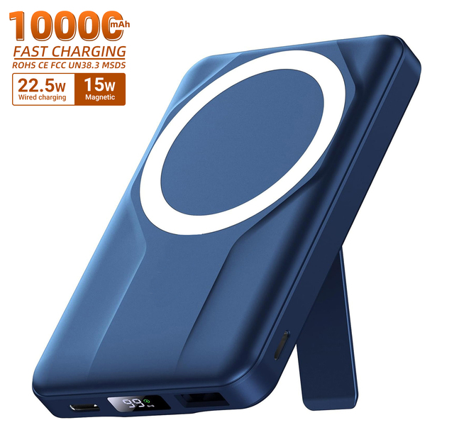 2026 Magnetic Battery 10000mAh Foldable Wireless Portable Charger 20W USB-C Power Delivery Power Bank With Stand