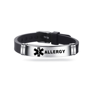 2024 personnalisé nouveau hommes gravable diabète épilepsie ALZHEIMER ALLERGIE caoutchouc Silicone alerte médicale Bracelet bijoux - Product Image 5