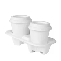 Gobelet en bagasse blanc de 250 ml (8 oz) sans PFAS, avec couvercle, biodégradable, écologique, compostable, jetable, compatible micro-ondes, anti-fuite, pour café