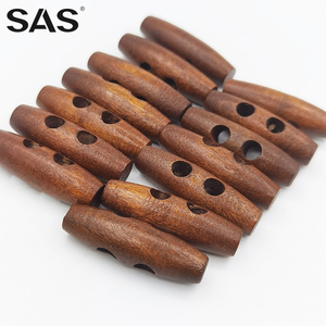 SAS卸売 2.5-6cm 木製オーバル型ボタン 二つ穴付きオーバル木製コートボタン - Product Image 1