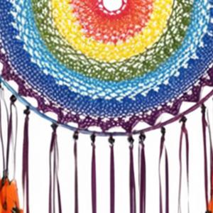 Acchiappasogni Colorato 40x120cm con Piume Arcobaleno, Decorazione da Parete Boho con Design Mandala - Product Image 6