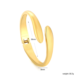 Trendy Smooth Gold Open Cuff Bracelet, Waterproof 304 Stainless Steel Chunky Bangle, Bulk Order for Retailers - Product Image 2