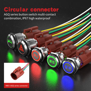 HBAN 1NO1NC 2NO2NC 丸型プッシュボタンスイッチ ハーネスコネクタ 12mm 16mm 19mm 22mm 8線 赤 - Product Image 2