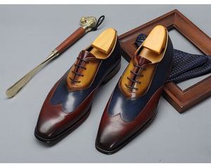Zapatos de hombre de lujo y a la moda con cordones, con diseño combinado de estilo italiano. Zapatos de vestir y Oxfords de cuero para hombre. - Product Image 6