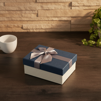 Coffret Cadeau Bleu de Luxe Premium avec Ruban Décoratif et Nœud, Contenants d'Emballage Cadeau Empilables Multi-Tailles