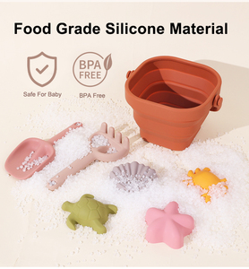 Ensemble de jouets de <span class=keywords><strong>plage</strong></span> en <span class=keywords><strong>silicone</strong></span> pliable sans BPA pour bébés, enfants et tout-petits, nouveau seau de <span class=keywords><strong>plage</strong></span> 2024 - Product Image 4