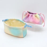 Pochette de toilette matelassée à cordon personnalisable, motif arc-en-ciel dégradé, pour maquillage et beauté, organiseur de rangement pour femmes
